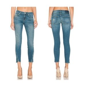 AMO Twist Dive Bar Skinny Jeans Size 24 Women’s Blue Crop Mid Rise 100% Cotton